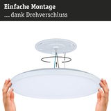 Weiße runde LED-Deckenleuchte aus Kunststoff mit einfacher Montage durch Drehverschluss