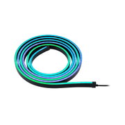 Colorful blue and green LED strip light with black casing for flexible room lighting