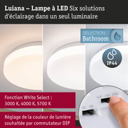 Plafonnier LED blanc Luiana avec température de couleur réglable de 3000K à 5700K pour salle de bain
