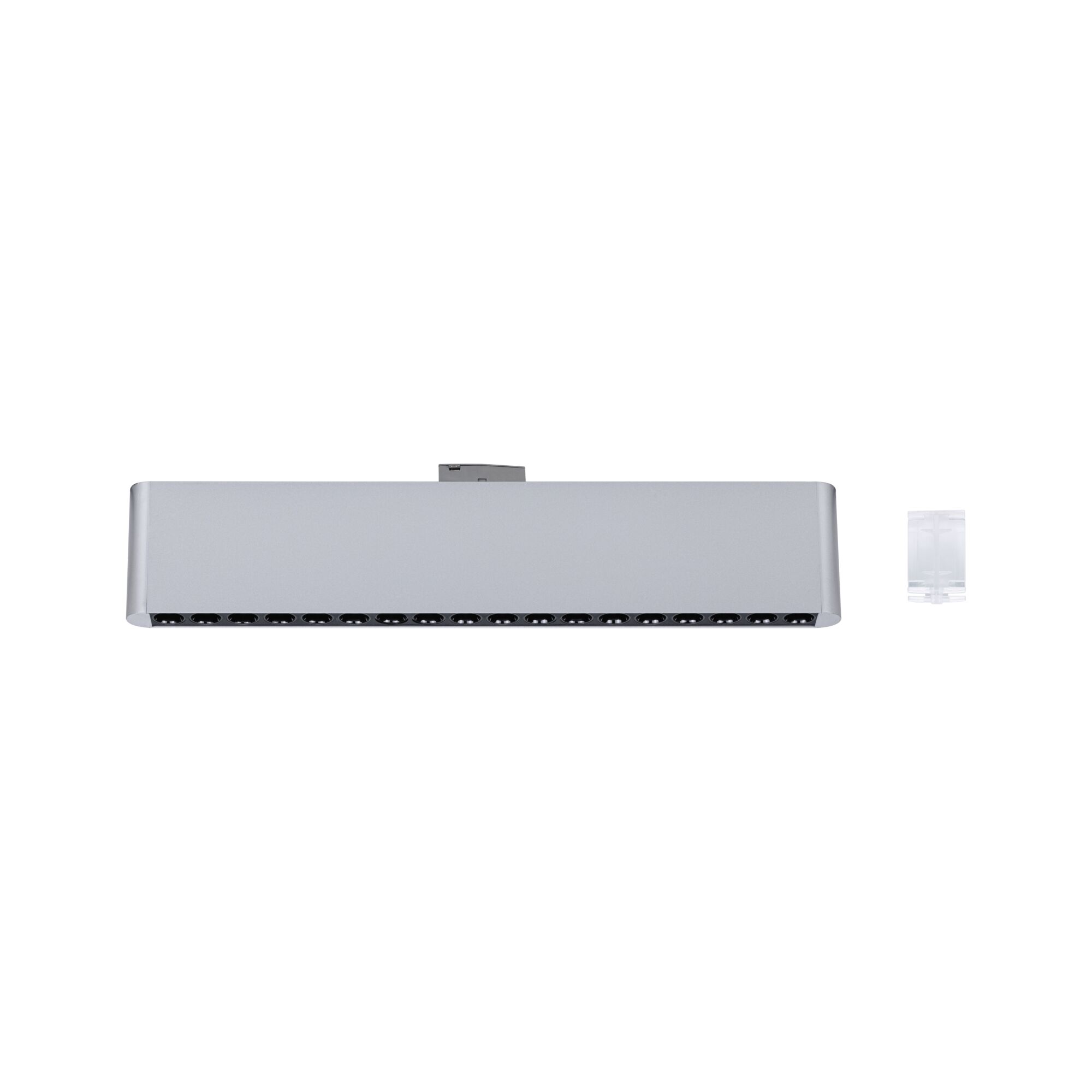 Silver metal LED track spotlight with 18 light sources for modern indoor lighting