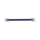 Flat LED connector cable with transparent plugs and colored wires for lighting systems.