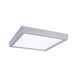 Quadratische LED-Deckenleuchte aus silbernem Aluminium mit weißem Diffusor für modernes Raumlicht