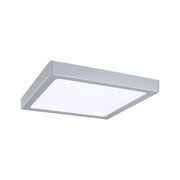 Quadratische LED-Deckenleuchte aus silbernem Aluminium mit weißem Diffusor für modernes Raumlicht