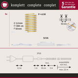LED-Lichtband 300 cm lang, 40 W Leistung mit 50 VA Netzteil, schneidbar und erweiterbar bis 2,5 m