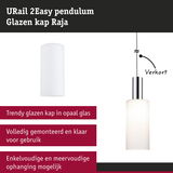 URail 2Easy glazen kap in wit opaalglas, moderne lampenkap voor pendelverlichting