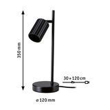 Black metal desk lamp with ribbed shade, 350 mm height, modern LED table light for office