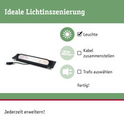 Schwarze LED-Leuchte mit Kabelanschluss für flexible Lichtinszenierung und einfache Montage