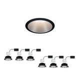 Black LED recessed spotlights with silver reflector and white heat sink for modern interior lighting