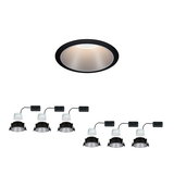 Black LED recessed spotlights with silver reflector and white heat sink for modern interior lighting