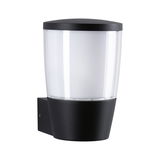 Black outdoor wall light with white diffuser made of plastic for garden lighting