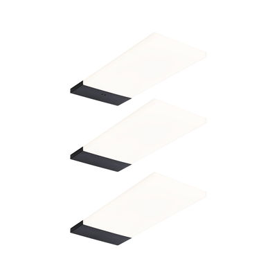 Drie witte LED-plafondlampen met zwarte kunststofrand voor moderne binnenverlichting