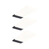 Three white LED ceiling lights with black plastic frame for modern indoor lighting solutions