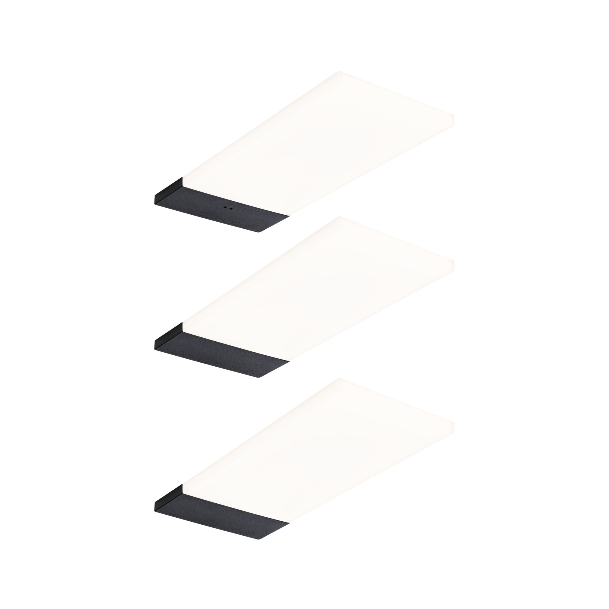 Éclairage sous-meubles LED Bredo Détecteur de proximité Kit de 3 3x2,5W 80x190mm 3x180lm 230/12V Noir Trois plafonniers LED blancs avec cadre noir en plastique pour un éclairage intérieur moderne