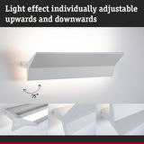 White adjustable metal wall light with 75° tilt for customizable lighting effects