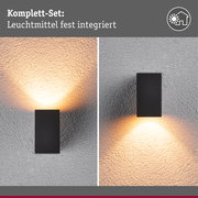 LED Wandleuchte Flame insektenfreundlich IP44 eckig 58x103mm 2200K 4W 265lm 230V 75° Anthrazit Metall