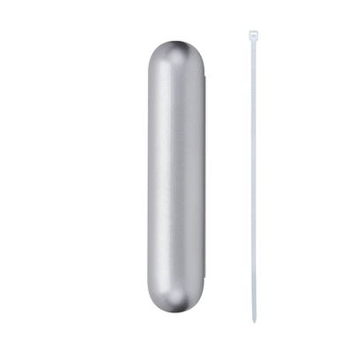 Silver aluminum cable cover with white cable tie for neat cable management at home