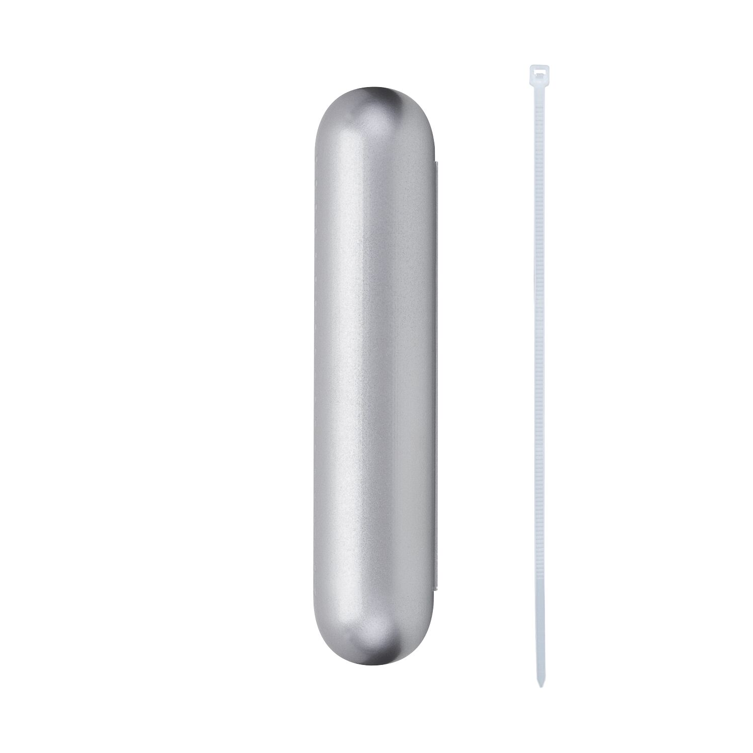 Zilveren aluminium kabelgoot met witte kabelbinder voor nette kabelorganisatie thuis