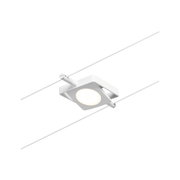 Weißer quadratischer LED-Seilstrahler aus Metall mit warmweißem Licht für moderne Beleuchtungssysteme