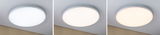 Trois plafonniers LED ronds blancs avec différentes couleurs de lumière pour un éclairage moderne