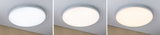 Trois plafonniers LED ronds blancs avec différentes couleurs de lumière pour un éclairage moderne