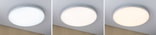 Drei runde LED-Deckenleuchten in Weiß mit verschiedenen Lichtfarben für moderne Raumbeleuchtung