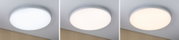 Trois plafonniers LED ronds blancs avec différentes couleurs de lumière pour un éclairage moderne