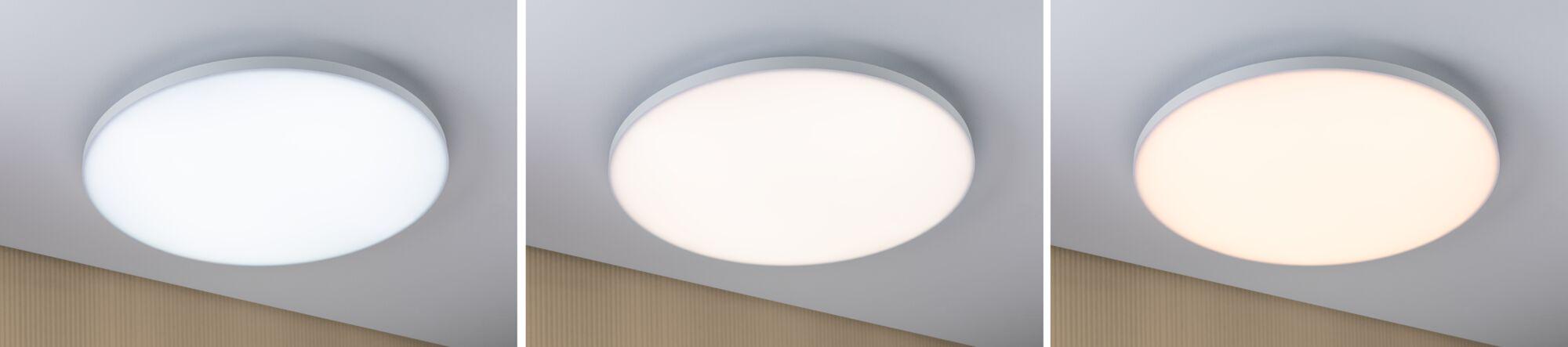 Trois plafonniers LED ronds blancs avec différentes couleurs de lumière pour un éclairage moderne