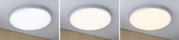 Three round white LED ceiling lights showing different light colours for modern room lighting