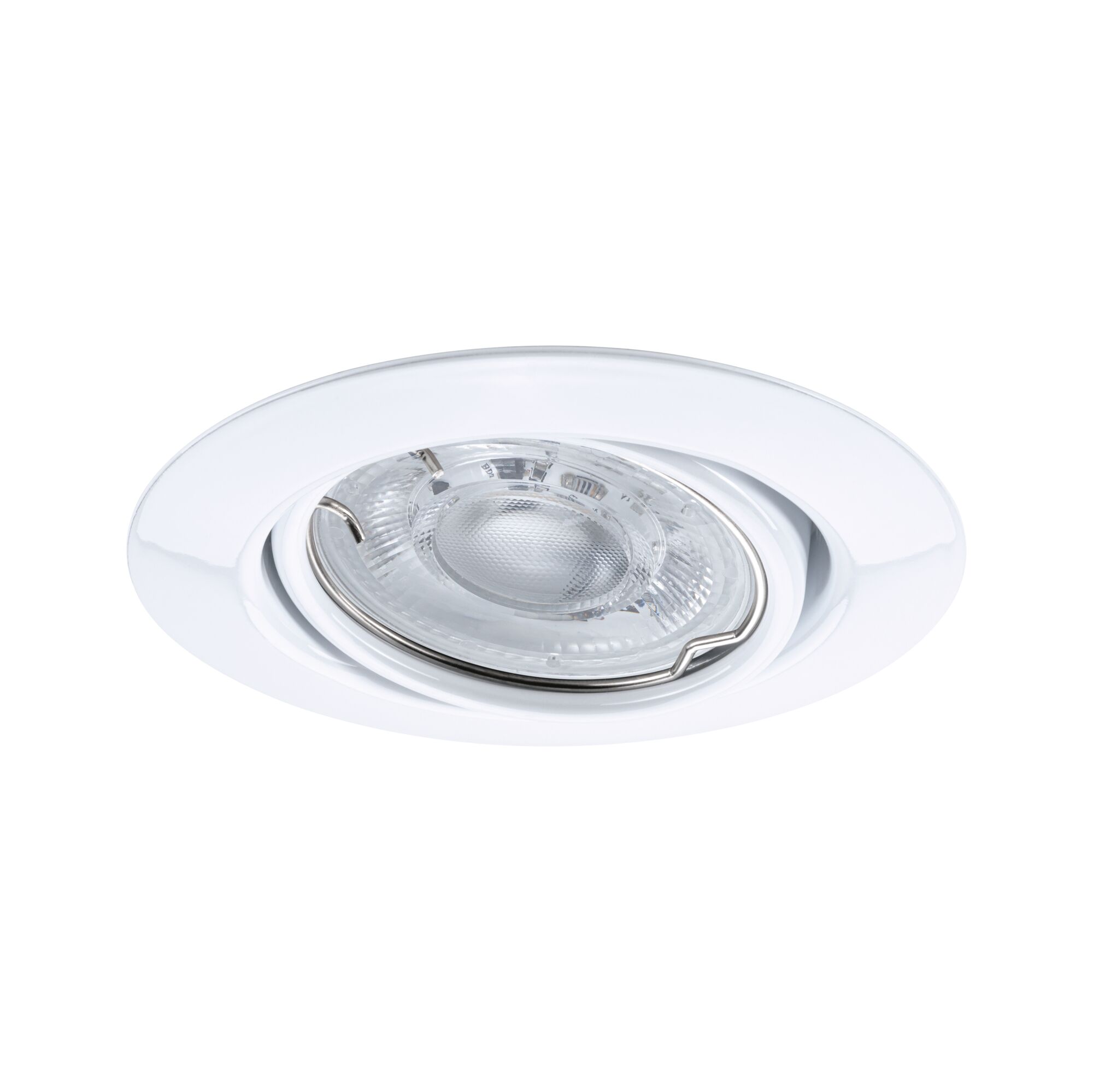 Weißer Einbaustrahler aus Metall mit klarem Glas und Halogenlampe für moderne Innenbeleuchtung