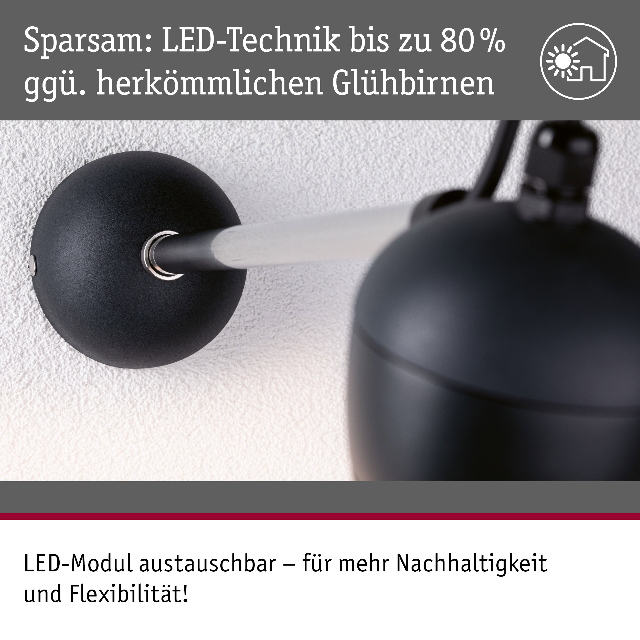 Schwarze LED-Wandleuchte mit austauschbarem Modul für nachhaltige und flexible Beleuchtung