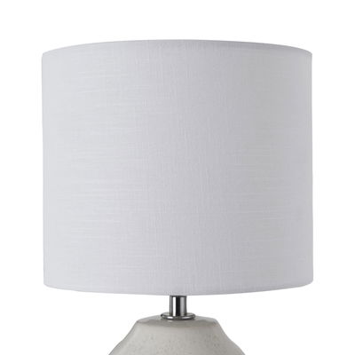 Lampe de table avec abat-jour en tissu blanc et base en céramique crème pour éclairage intérieur