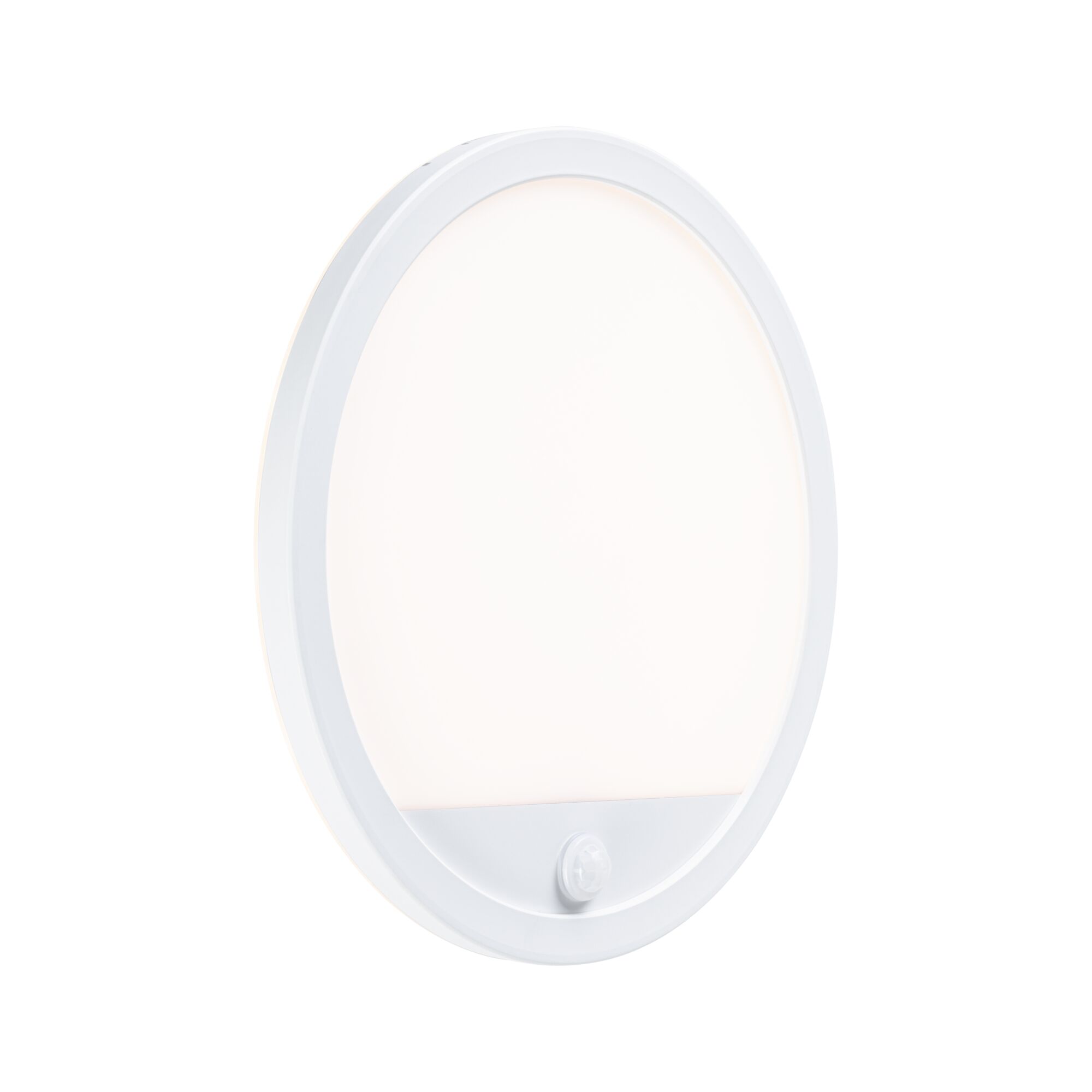 Round white LED wall light with motion sensor for energy-efficient indoor lighting