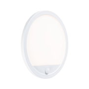 Round white LED wall light with motion sensor for energy-efficient indoor lighting