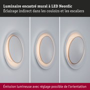 Luminaire mural encastré LED Neordic blanc avec éclairage indirect pour couloirs et escaliers