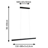 Schwarze LED-Pendelleuchte aus Metall mit verstellbarer Höhe und schlankem Design für moderne Innenräume