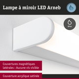 Lampe miroir LED Arneb blanche avec couverture acrylique satinée et protection IP44 pour salle de bain