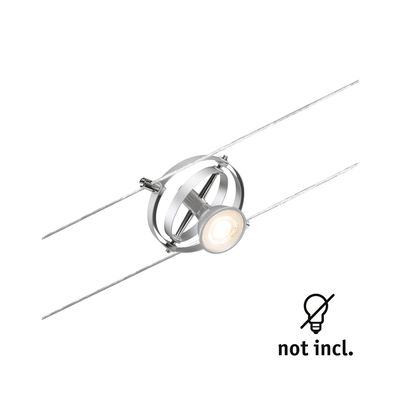 Sølv metal LED-kabelspot-holder med kugleled til fleksibel belysning uden pære