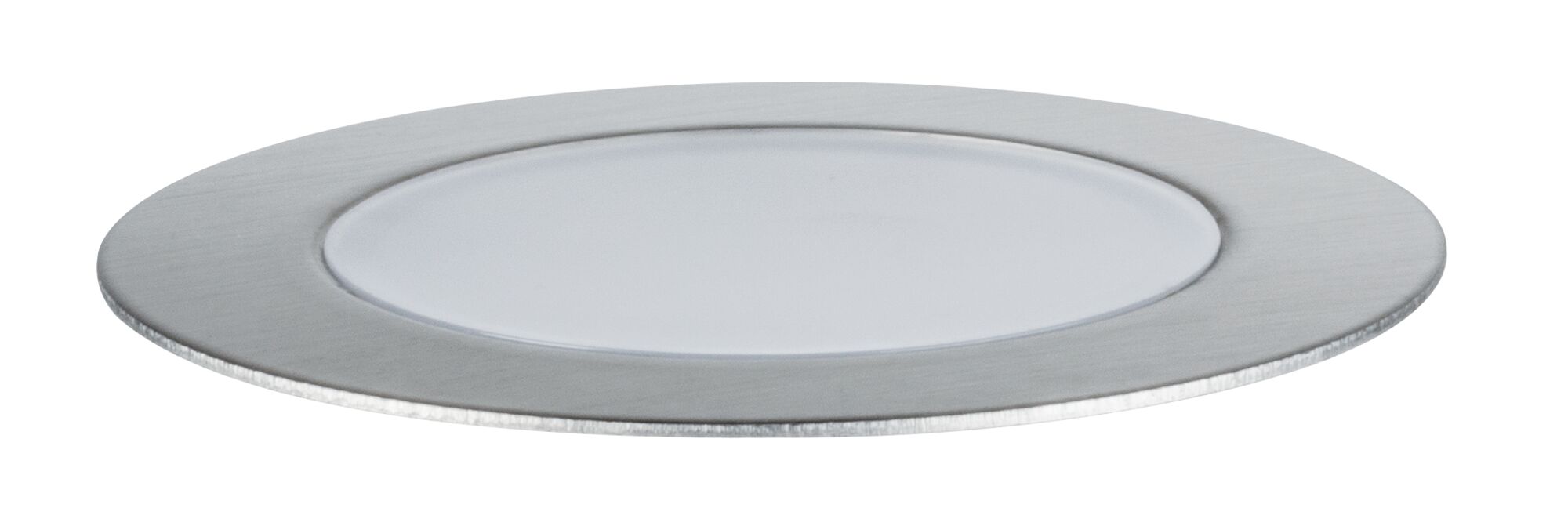 Round LED recessed panel in brushed silver aluminum for modern interior lighting solutions