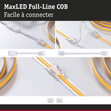 Bande LED MaxLED Full-Line COB avec connecteur transparent et câble blanc pour connexion facile