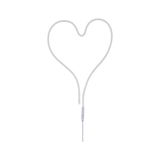 Heart-shaped white LED light strip with cable for decorative lighting purposes.