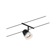 Schwarze LED-Seilstrahlerleuchte mit weißem Diffusor für moderne Beleuchtungslösungen