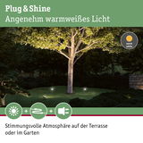 Warmweißes Gartenlicht mit Plug & Shine System schafft stimmungsvolle Atmosphäre im Außenbereich