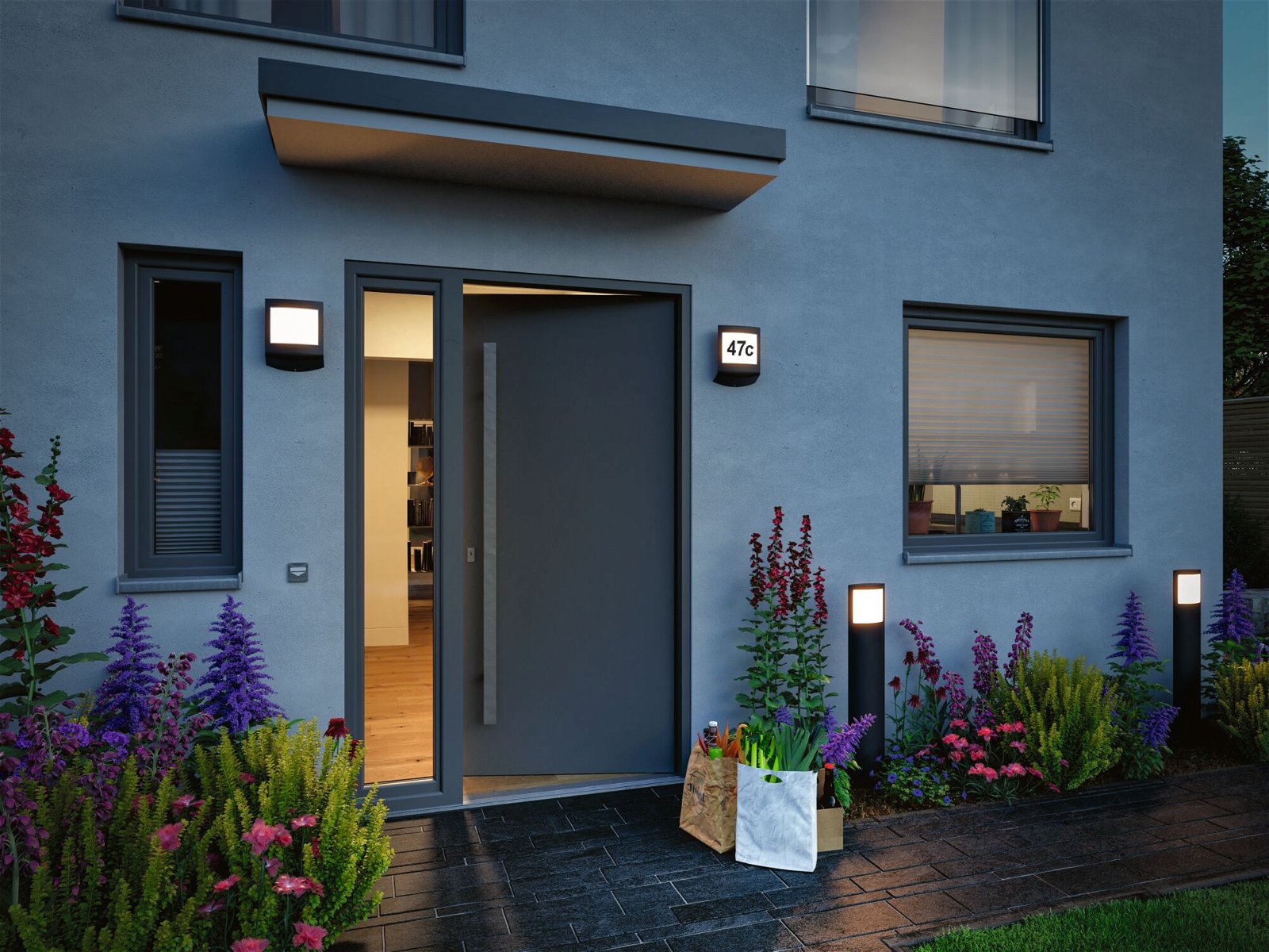 LED-bolderlamp Smart Home Zigbee Padea schemersensor insectvriendelijk IP44 847mm Tunable Warm 8,5W 700lm 230V Antraciet Kunststof