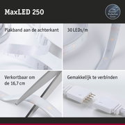 MaxLED 250 LED-strip met beschermkap, 30 LEDs per meter, zelfklevend en eenvoudig te verbinden