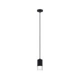 Suspension LED noire en métal avec verre transparent, lampe suspendue moderne pour intérieur