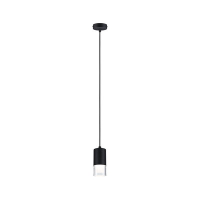 Suspension noire en métal avec verre transparent en bas, lampe LED moderne pour intérieur