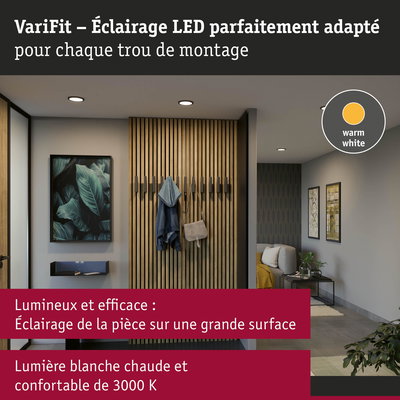 Éclairage LED VariFit encastré avec lumière blanc chaud 3000K pour une pièce lumineuse