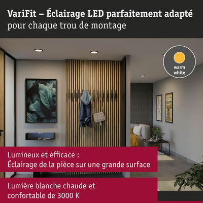 Éclairage LED VariFit encastré avec lumière blanc chaud 3000K pour une pièce lumineuse