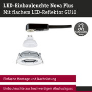 LED-Einbauleuchte Nova Plus mit flachem GU10 LED-Reflektor und weißem Aludruckgussgehäuse