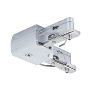 Silver metal connector for track lighting systems with screw mechanism for light installation